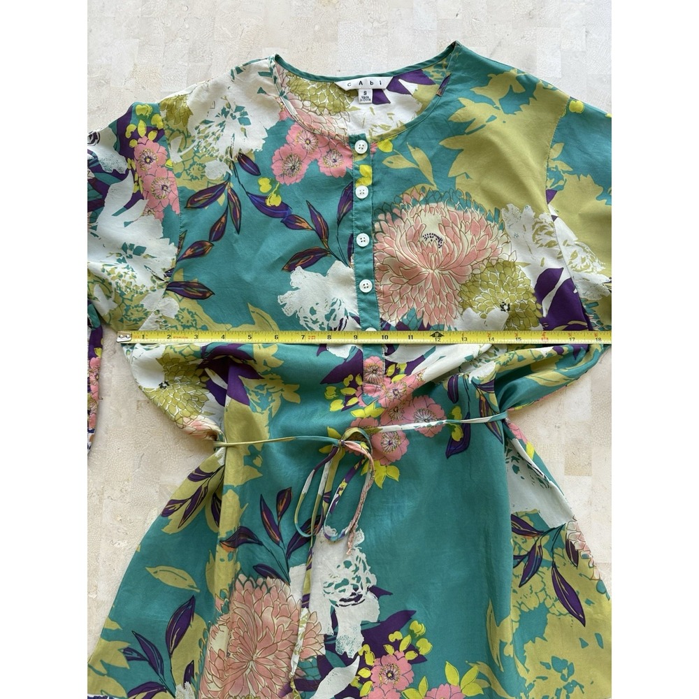 CAbi Poetry Tunic Top Women Small Silk‎ Floral Asian Relaxed Artsy Boho Kimono - Picture 4 of 10